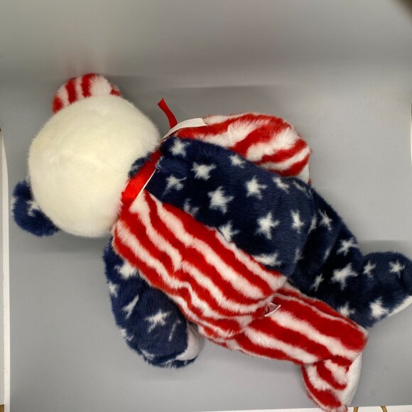 Ty Beanie Buddies 1999 Spangle Red White Blue Patriotic Flag Bear - Picture 2 of 9